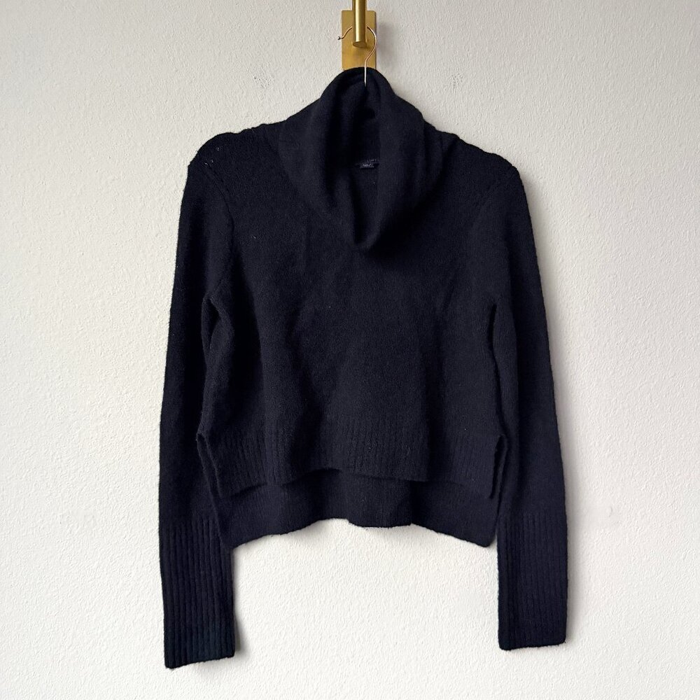 AllSaints Tierny Black Wool Cropped Roll Neck Sweater Size S - Picture 2 of 5
